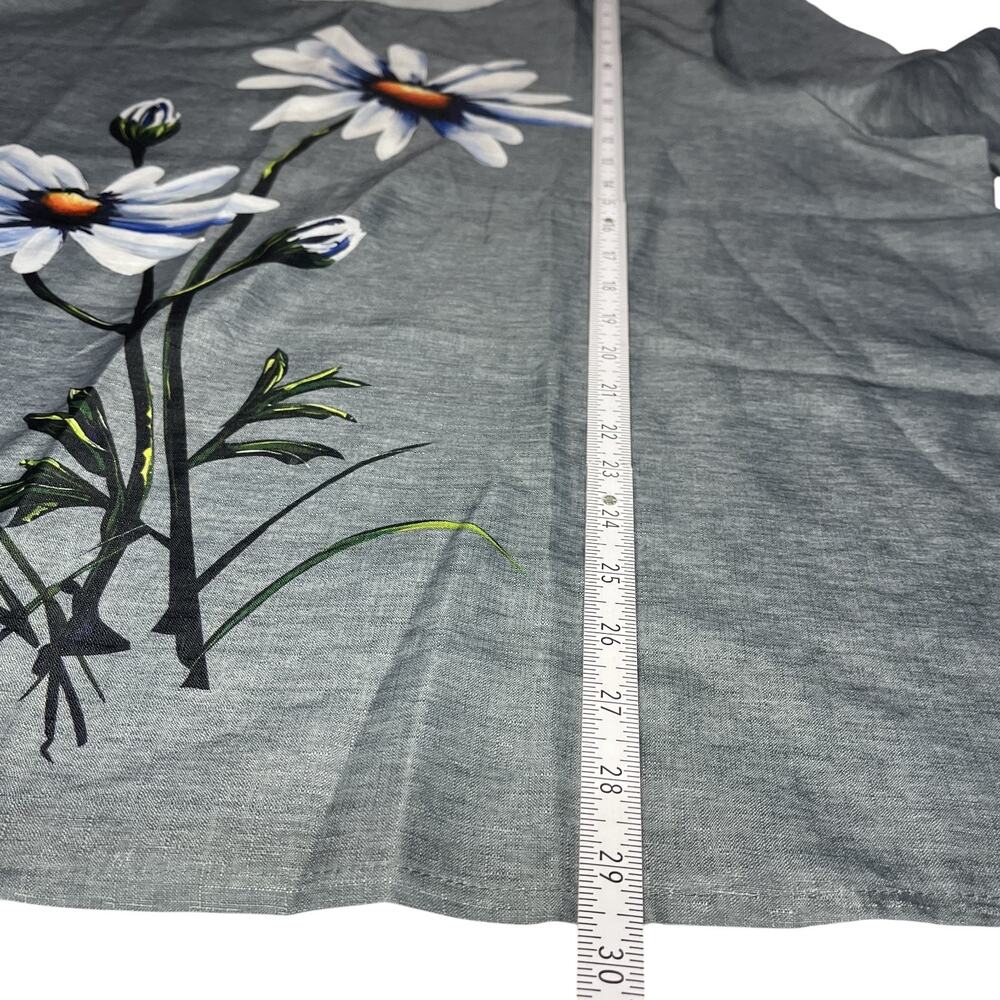Womens Floral T Shirt 3X Gray Daisy Print Casual Plus Size Top - Picture 6 of 6